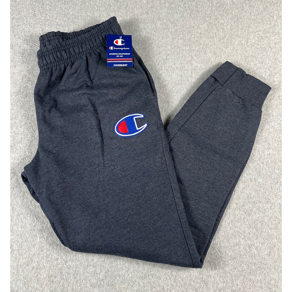 Champion Mens Powerblend Joggers Charcoal Gray Fleece Sweatpants GF22H Size L